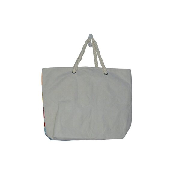 Hello Sunshine Print Beach Tote Shopping Bag Bright Glitter Double Rope Handle - Picture 3 of 11